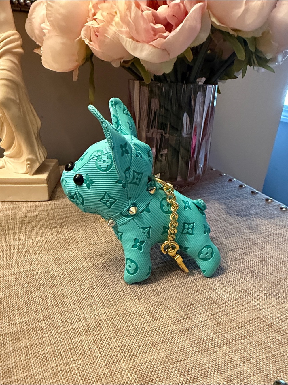 Teal fashion Monogram Puppy Charm with Gold Chain - Picture 5 of 7